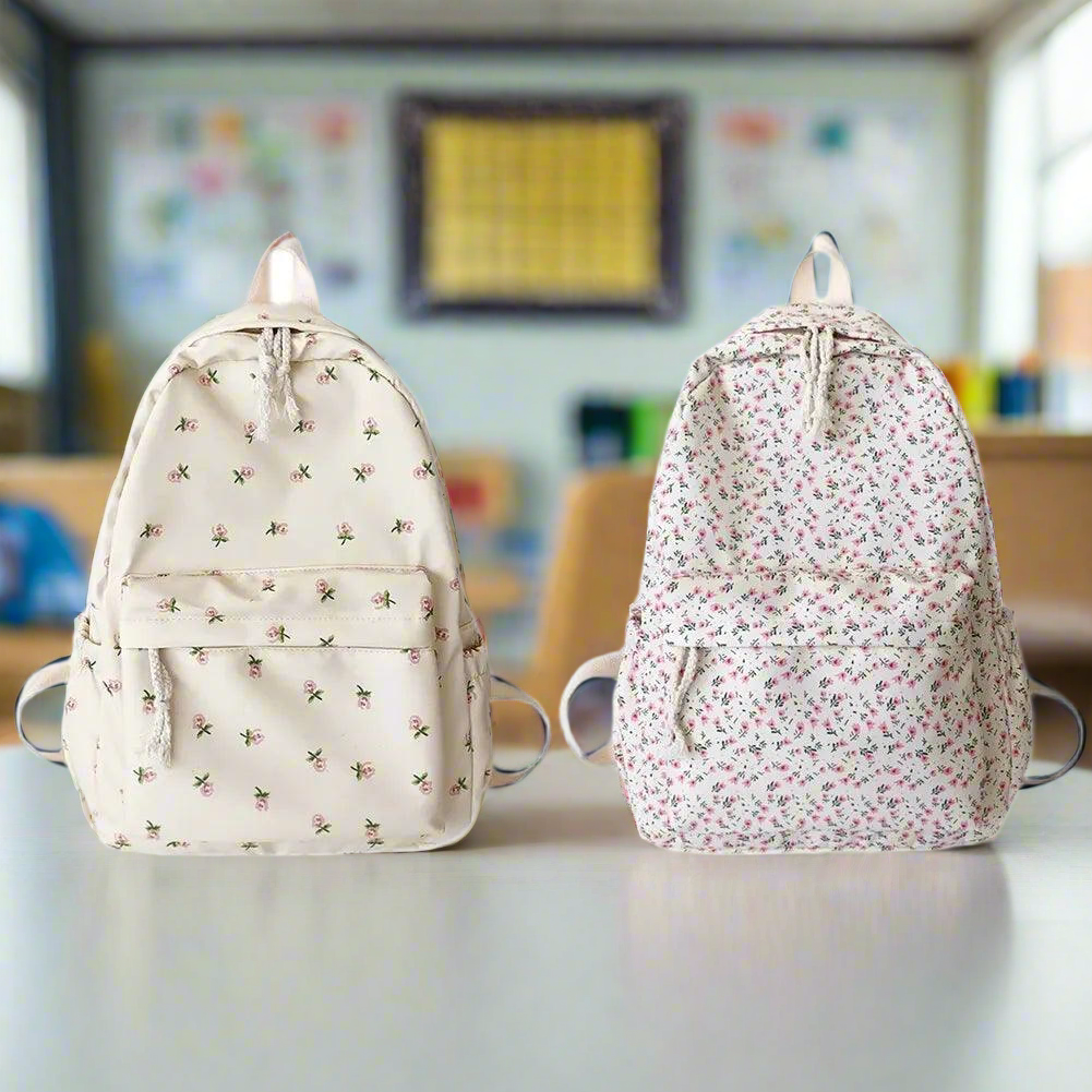 Floral White School Bags - Just The Fly Way