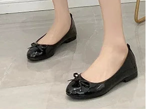 Ladies Classic Patent Leather Ballet Flat Shoes With Bowknot Design - Just The Fly Way