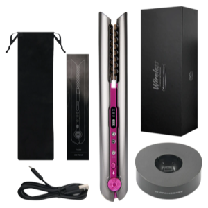 USB Rechargeable Wireless Hair Straightener Curling Iron Styling Tool Tourmaline Ceramic Dry & Wet Use Hair Styler - Just The Fly Way