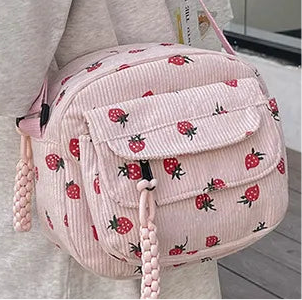 Cute and Trendy Crossbody Bag with Strawberry Print Zipper Closure - Just The Fly Way