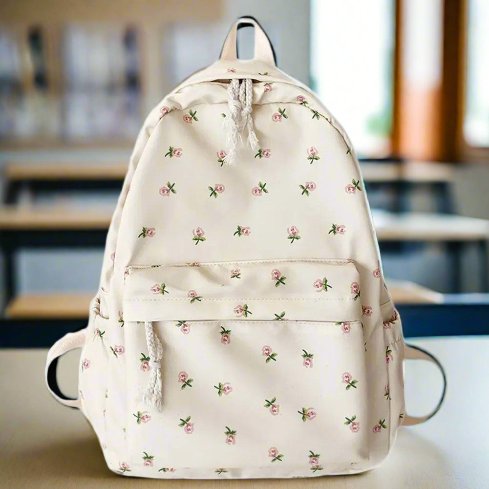 Floral White School Bags - Just The Fly Way