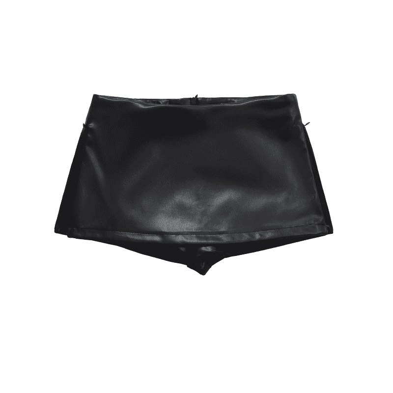 Be Bold in This Low Rise Black Mini Faux Leather Skort - Just The Fly Way