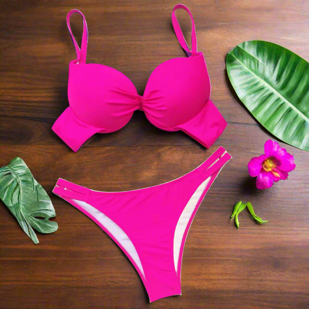 Chic Underwired Bikini Set with Brazilian Cut Bottom - Just The Fly Way