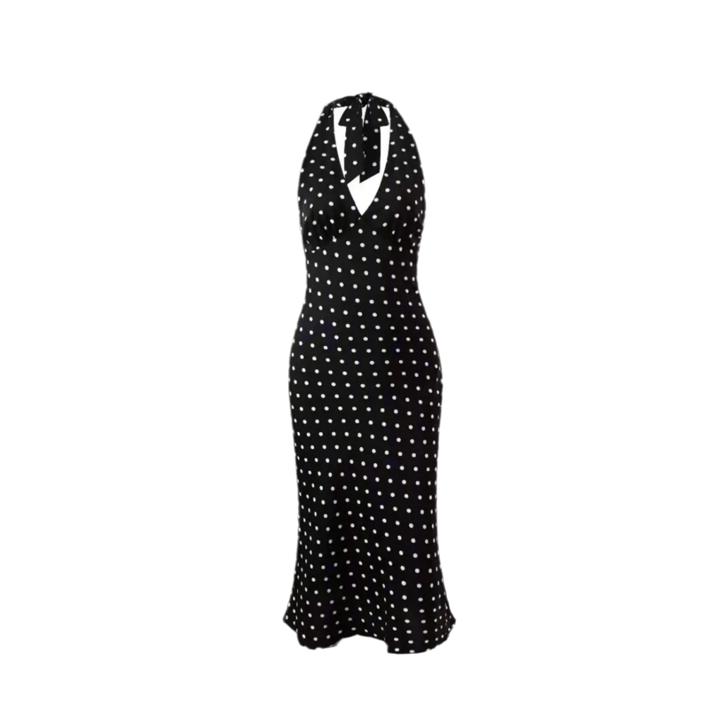Fashionable, Bold and Beautiful DressBold and Sassy Retro Polka Dot Halter Maxi Dress