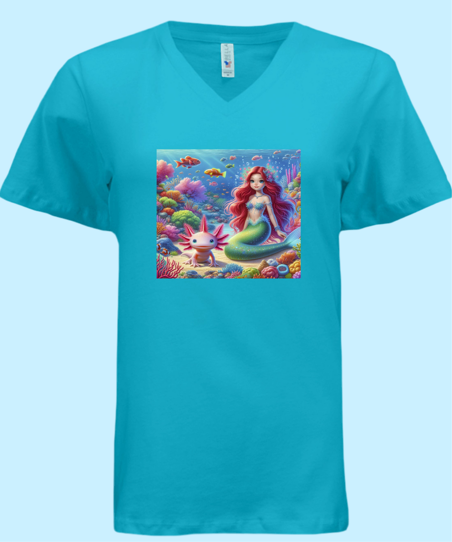 Rare Picture of a Mermaid Playing With an Axolotl On A Really Comfy Shirt🙃🧜♀️ - Just The Fly Way