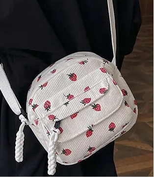 Cute and Trendy Crossbody Bag with Strawberry Print Zipper Closure - Just The Fly Way