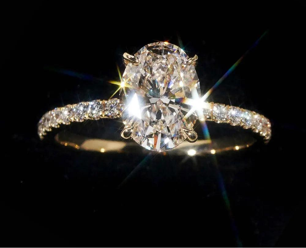 Oval Cut Moissanite Ring, 18k Gold over S925 Sterling Silver For Women - Just The Fly Way