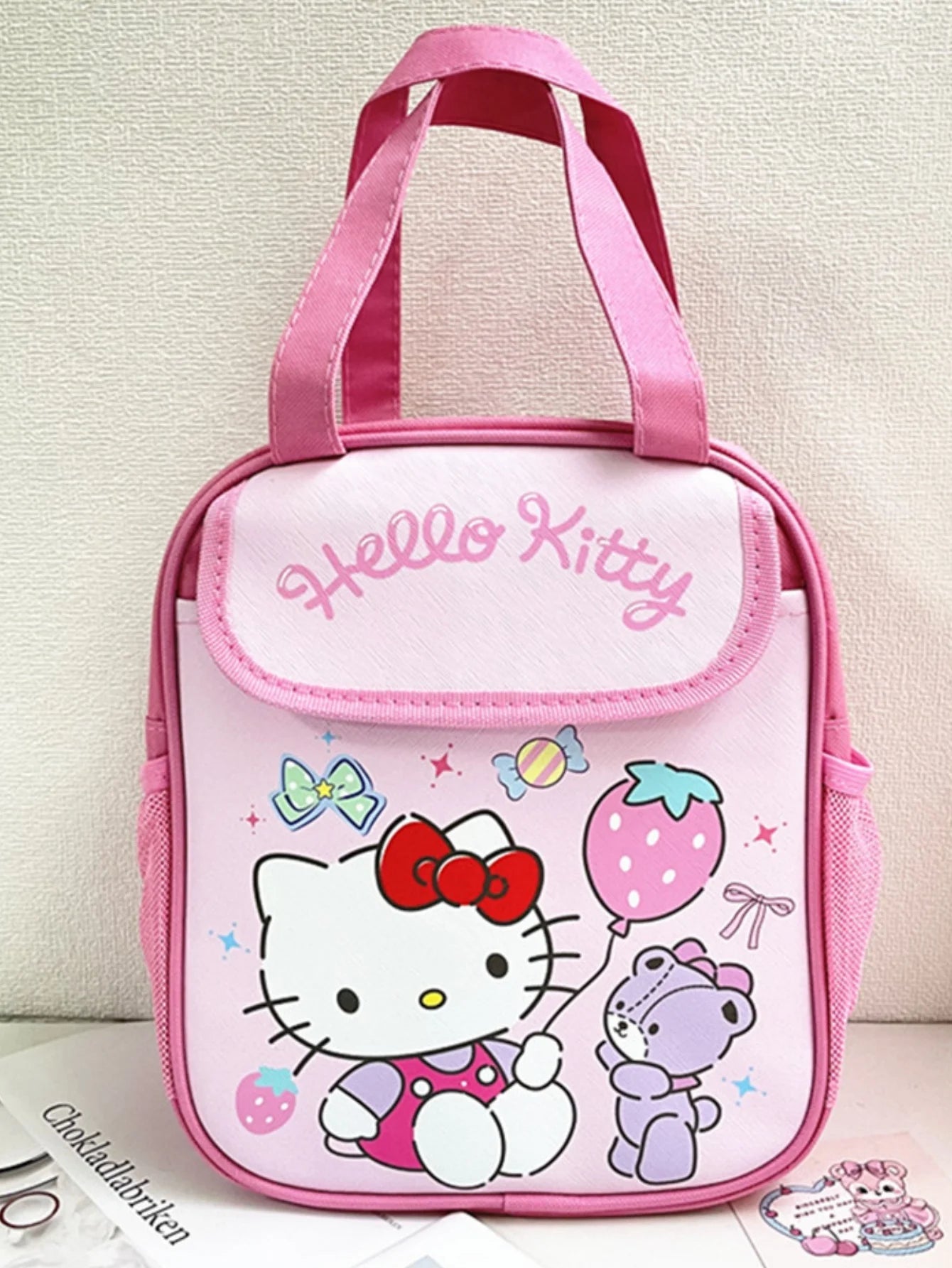 1pc Insulated Fashionable Portable Lunch Bag Cute Cartoon HelloKitty Kuromi Cinnamoroll Design Reusable Lunch Box