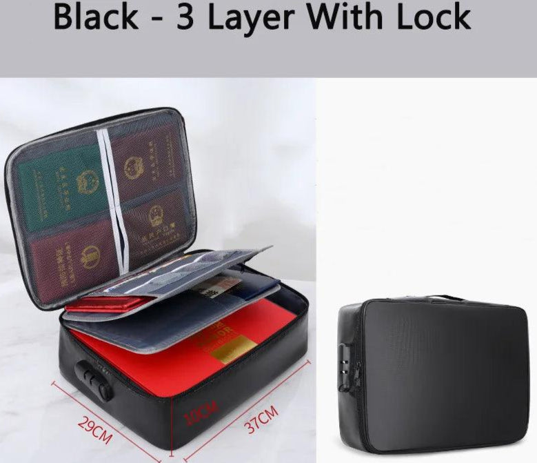 Locking Fireproof and Water Resistant Document Bag - Just The Fly Way