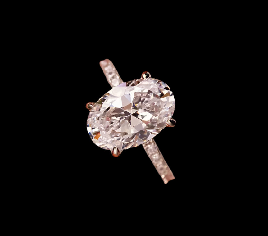 Oval Cut Moissanite Ring, 18k Gold over S925 Sterling Silver For Women - Just The Fly Way