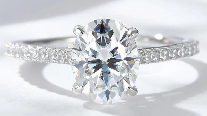 Oval Cut Moissanite Ring, 18k Gold over S925 Sterling Silver For Women - Just The Fly Way