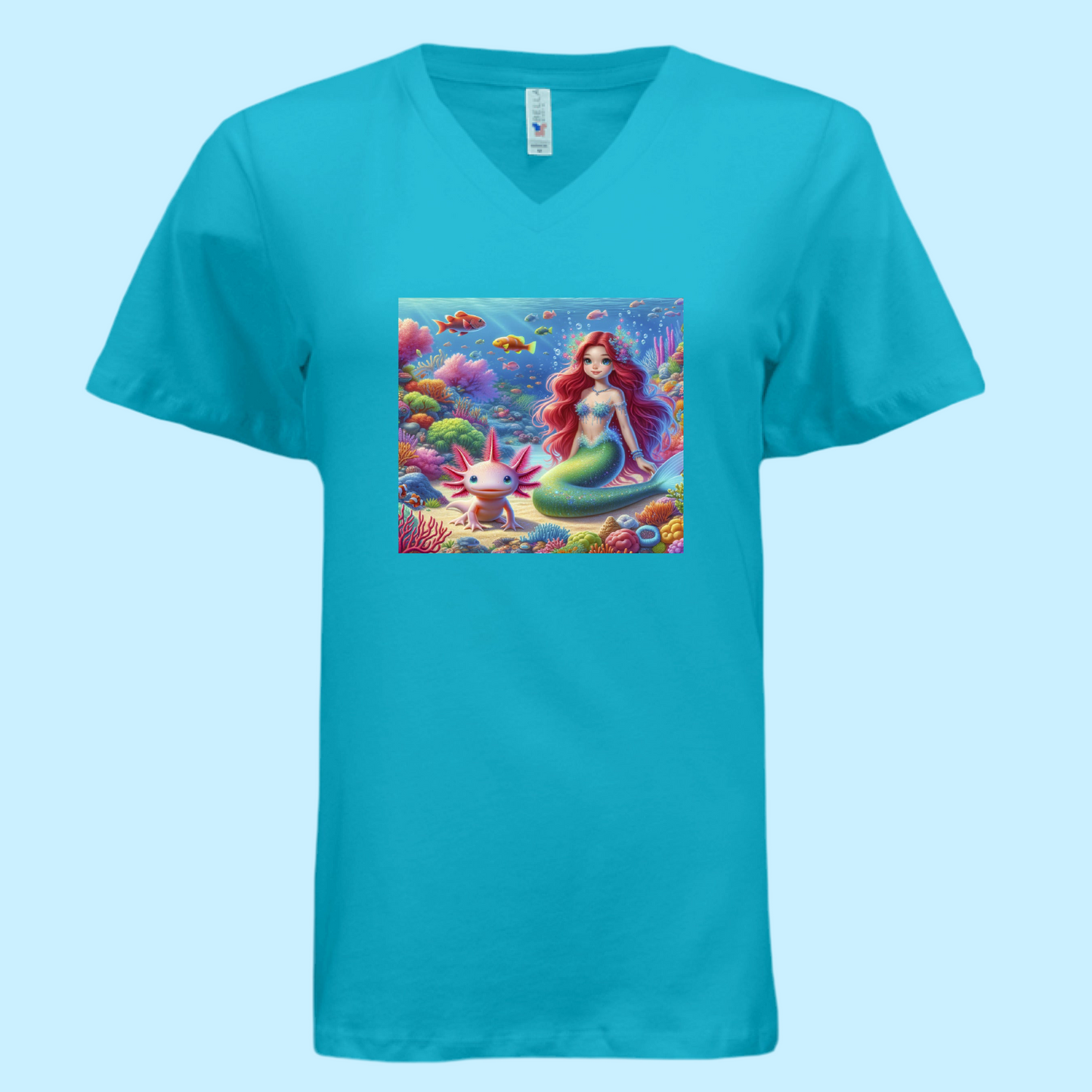 Rare Picture of a Mermaid Playing With an Axolotl On A Really Comfy Shirt🙃🧜♀️ - Just The Fly Way
