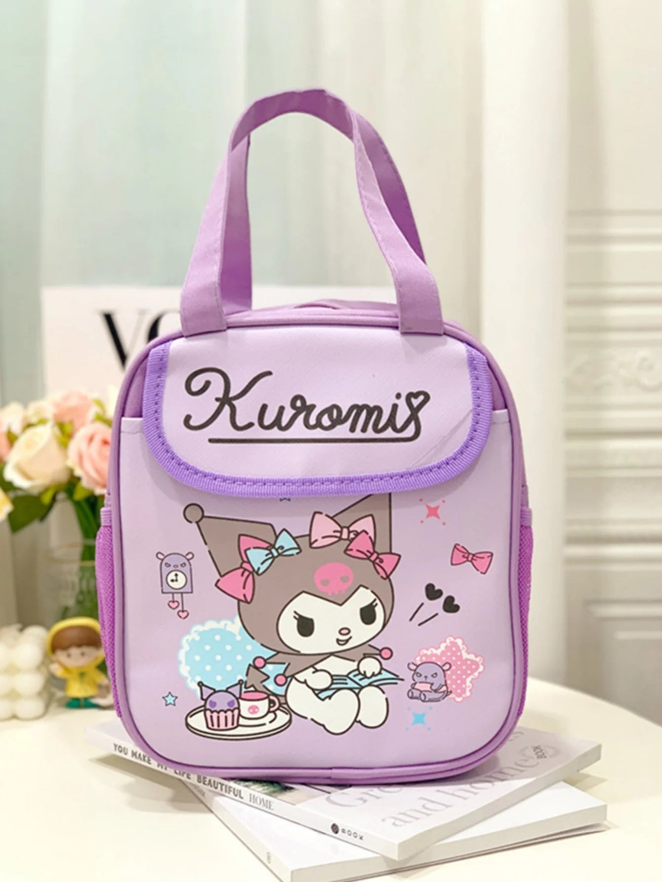1pc Insulated Fashionable Portable Lunch Bag Cute Cartoon HelloKitty Kuromi Cinnamoroll Design Reusable Lunch Box