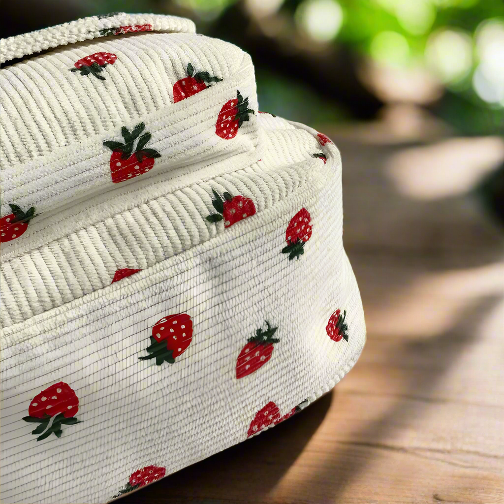 Cute and Trendy Crossbody Bag with Strawberry Print Zipper Closure - Just The Fly Way