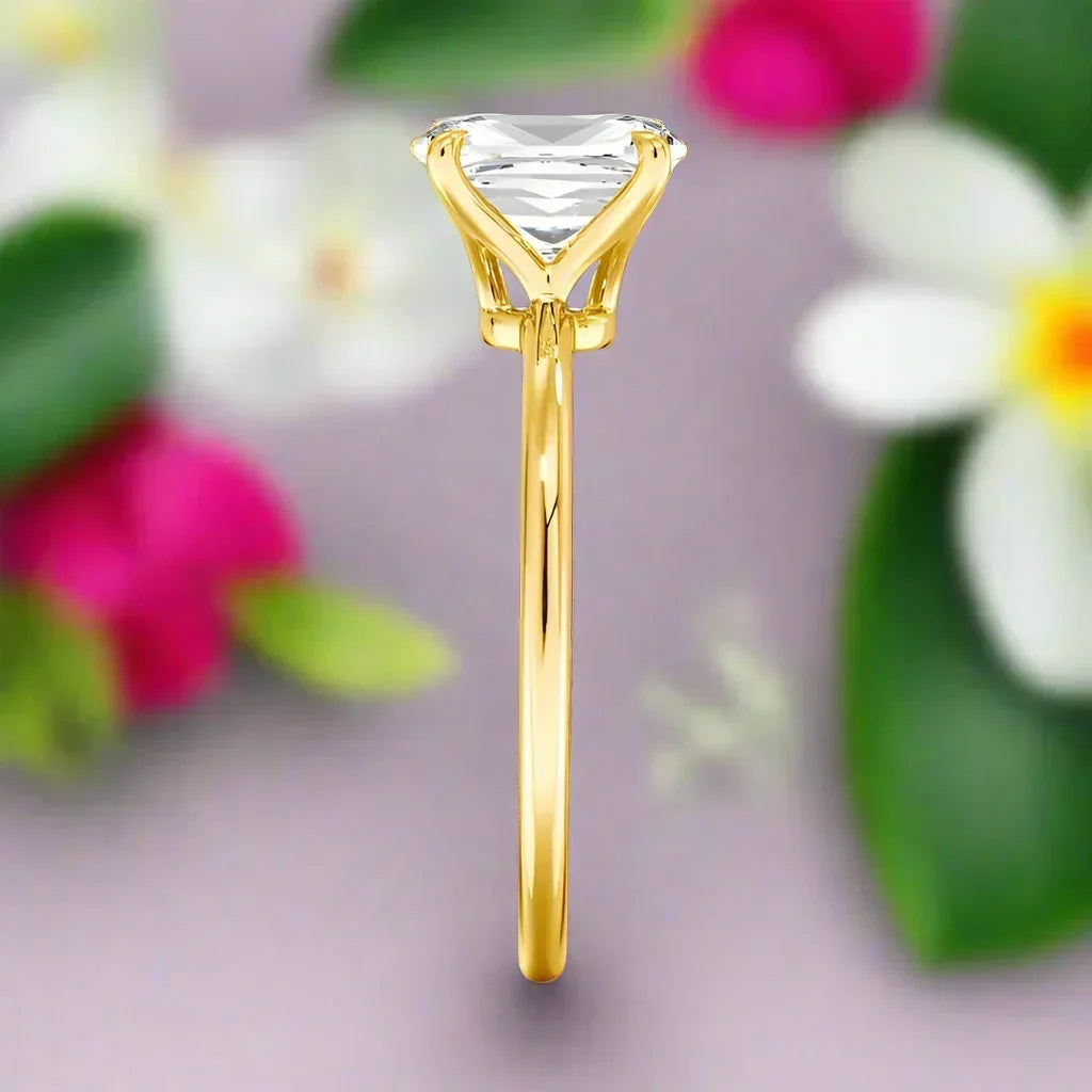 14k Gold Ring, Round, Certified 1ct, 2ct, 3ct Moissanite Ring - Just The Fly Way