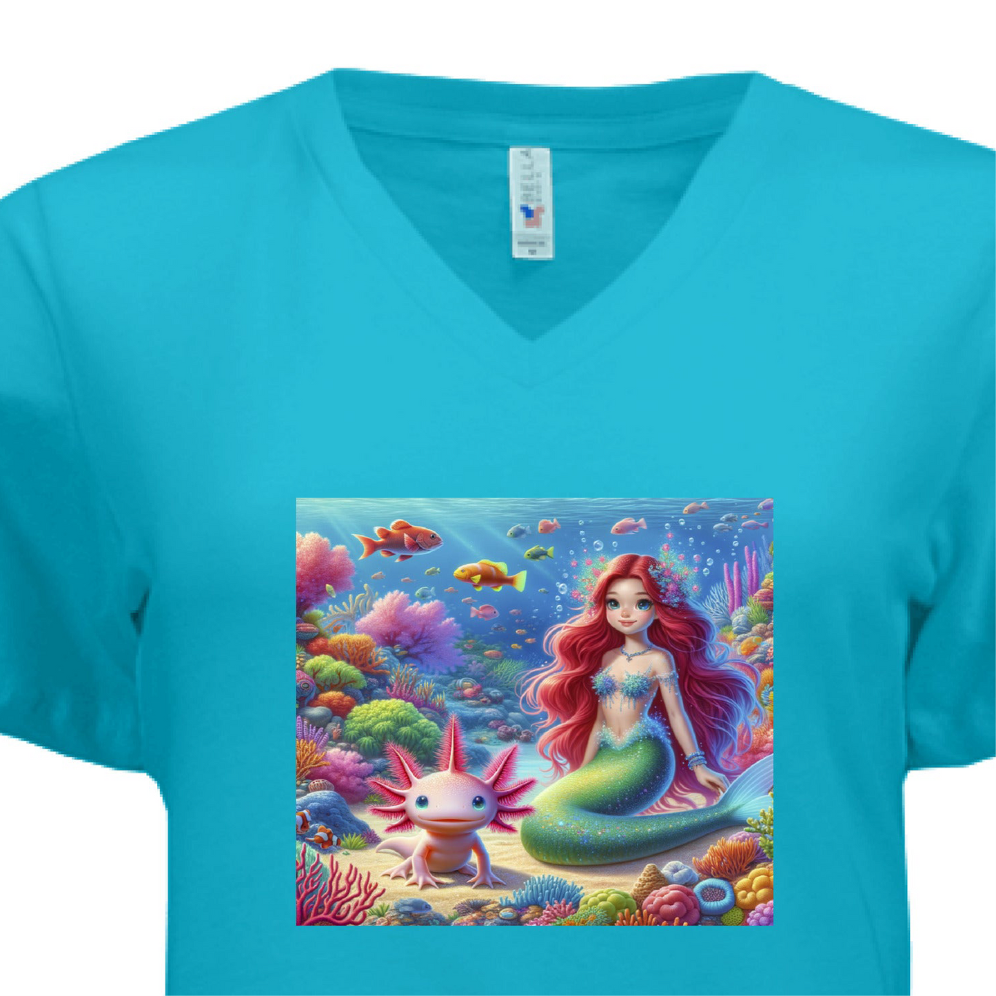 Rare Picture of a Mermaid Playing With an Axolotl On A Really Comfy Shirt🙃🧜♀️ - Just The Fly Way