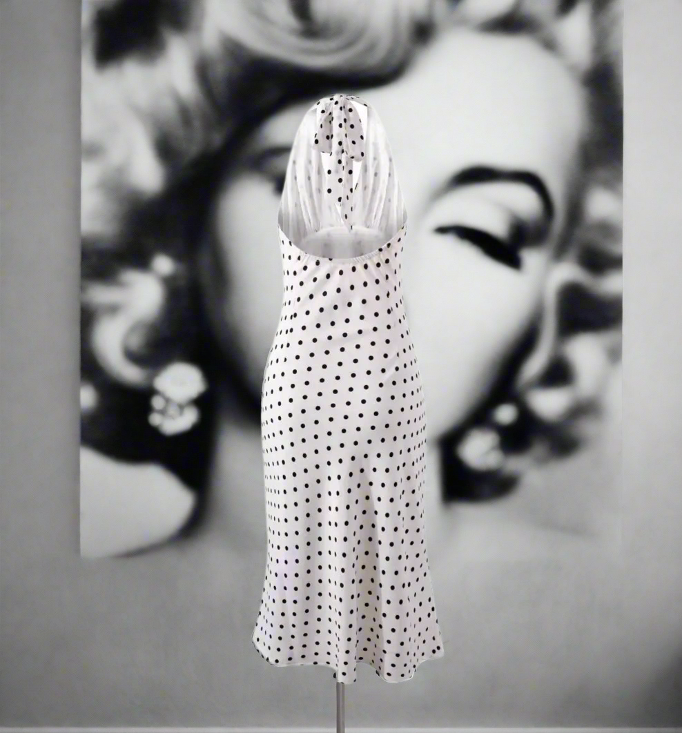 Bold and Sassy Retro Polka Dot Halter Maxi Dress - Just The Fly Way