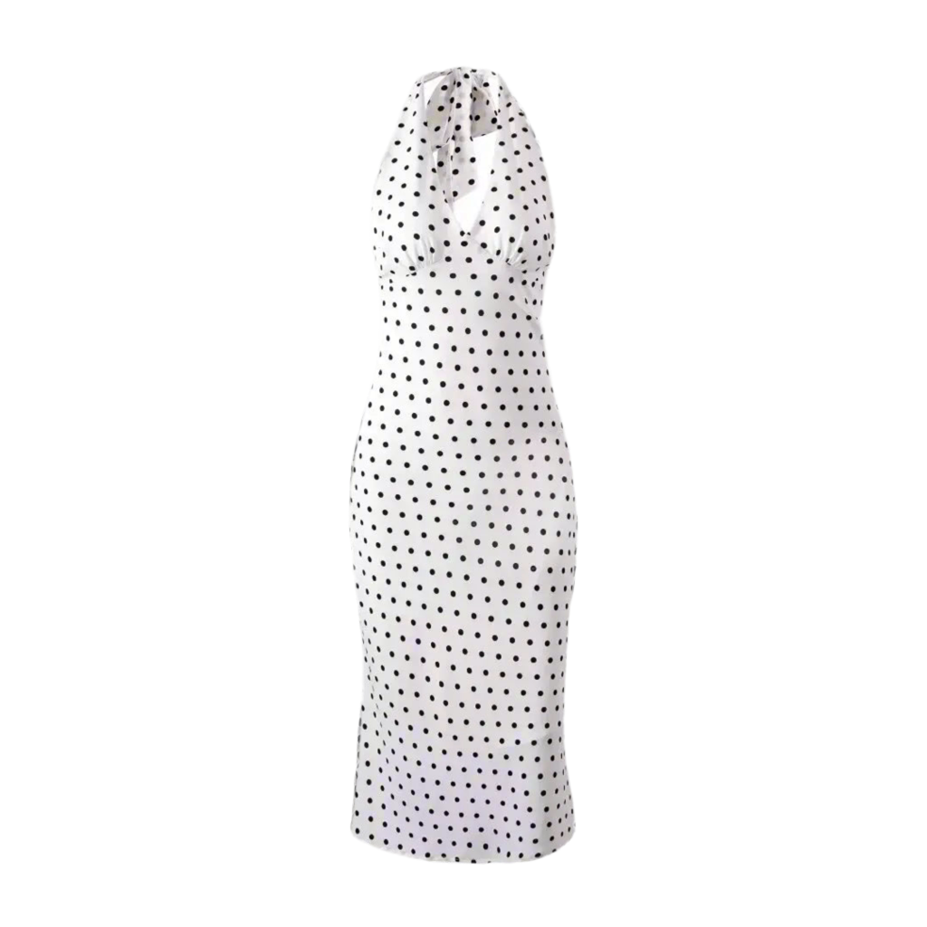 Fashionable, Bold and Beautiful DressBold and Sassy Retro Polka Dot Halter Maxi Dress