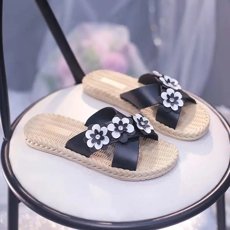 Shine On Floral Summer Slippers for Women – Stylish Non-Slip Sandals with Gold, Silver, Moissanite & Amethyst Accents - Just The Fly Way