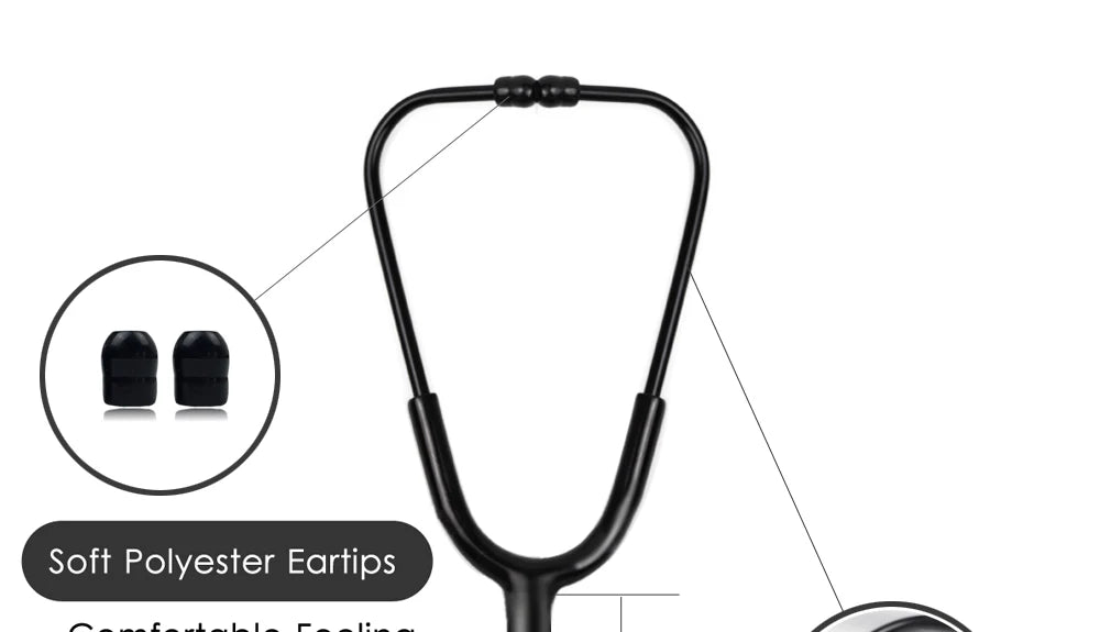 Fashionable, Bold and Beautiful DressAll Black Medical Cardiology Doctor Estetoscopio Professional Medical Heart Stethoscope Nurse Student Medical Equipment Device