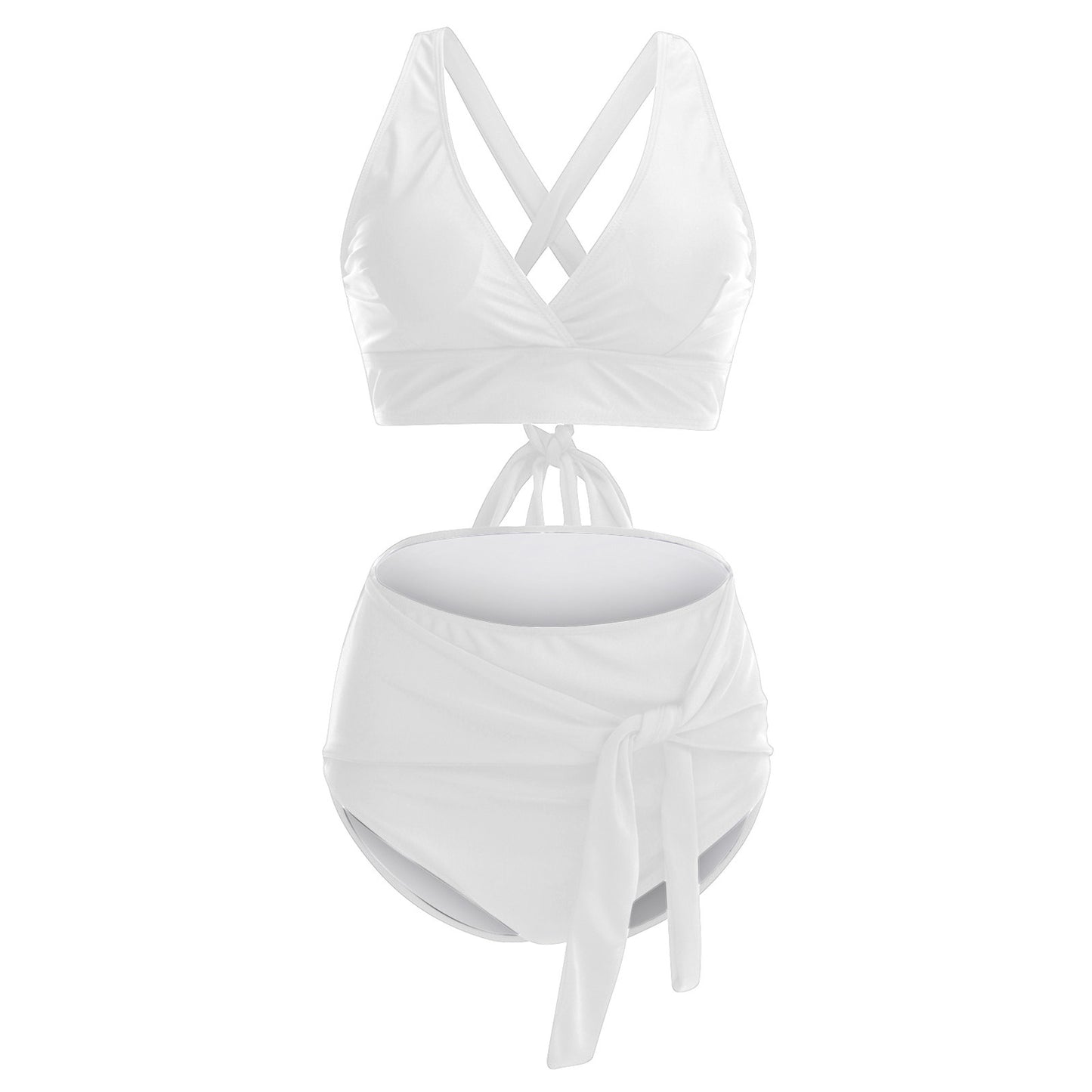 2023 Womens Swimwear High Waist Bikini Solid Color Plus Size Big Breast Swimsuit Strappy Bather Swimming Wear Bathing Suit - Just The Fly Way