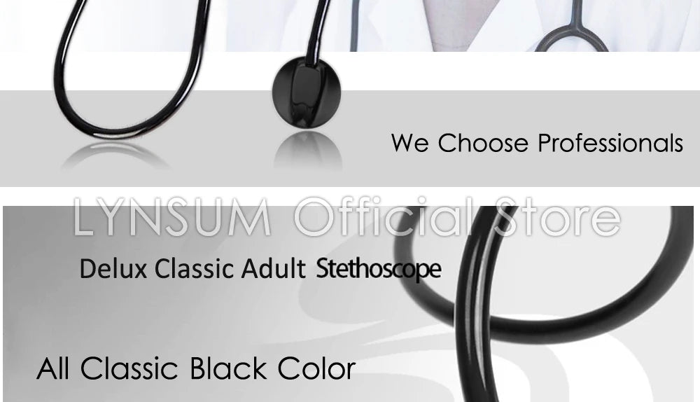 Fashionable, Bold and Beautiful DressAll Black Medical Cardiology Doctor Estetoscopio Professional Medical Heart Stethoscope Nurse Student Medical Equipment Device