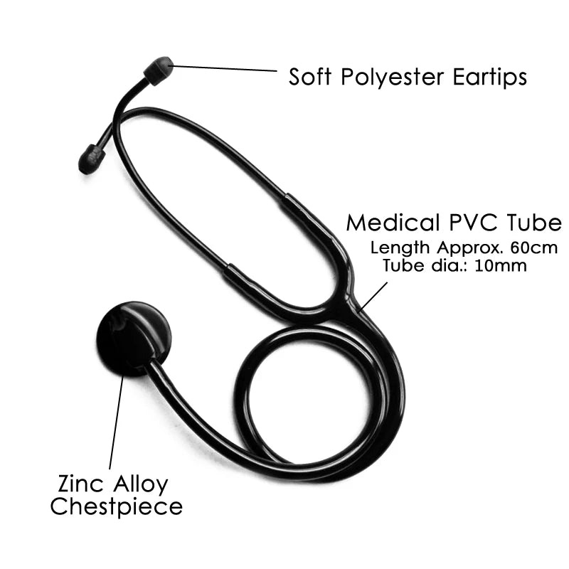 Fashionable, Bold and Beautiful DressAll Black Medical Cardiology Doctor Estetoscopio Professional Medical Heart Stethoscope Nurse Student Medical Equipment Device