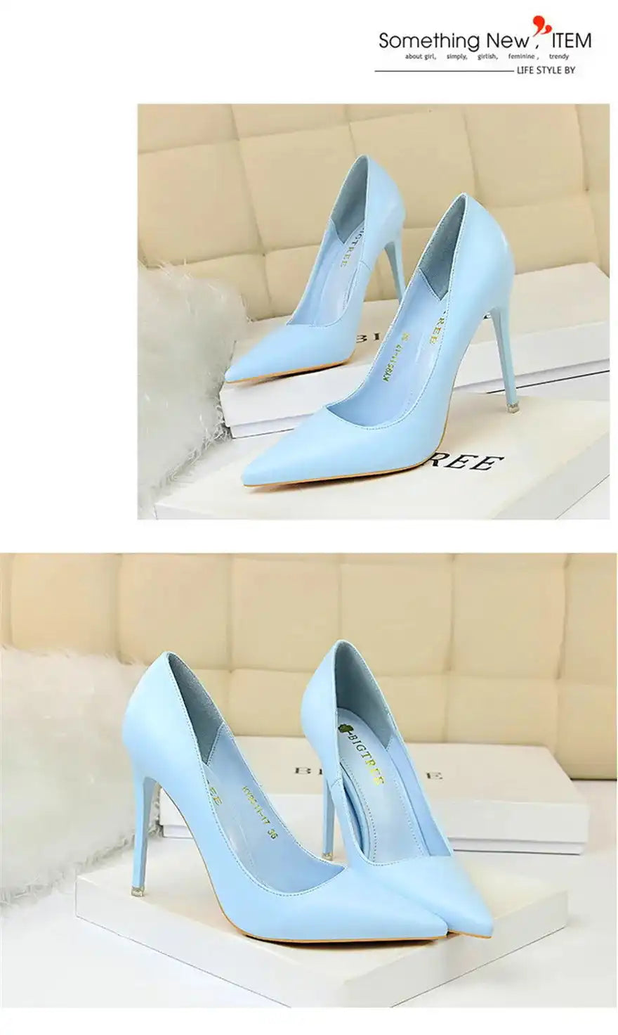 Fashion Women's Pointed Toe Pumps Soft Leather High Heels Slip-On Candy Colored 7.5/10.5cm Shoes