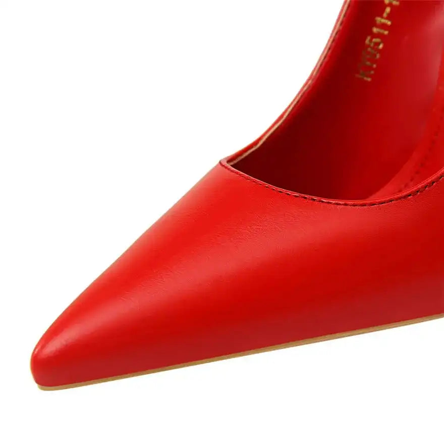 Fashion Women's Pointed Toe Pumps Soft Leather High Heels Slip-On Candy Colored 7.5/10.5cm Shoes