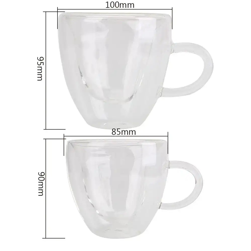 Heart Love Shaped Glass Mug Couple Cups Double Glass Cup Heat-Resisting Wine Glasses Tea Mugs Milk Espresso Coffee Cup Drinkware - Just The Fly Way