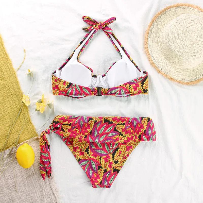 Rinabe Push Up Bikini, Floral Print Swimwear, High Waist - Just The Fly Way