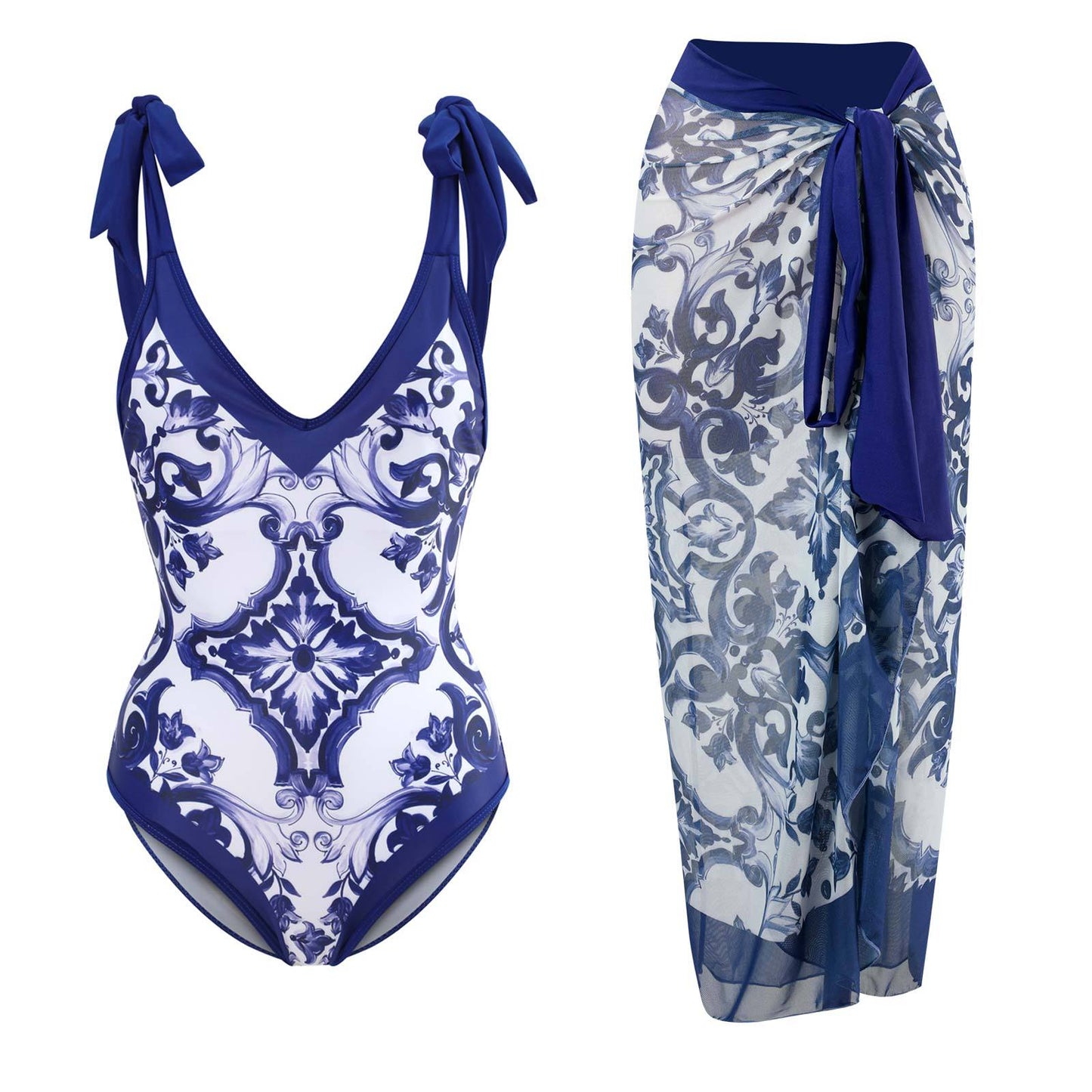 Fashion Self-Tie Dress Chiffon Niche Style One-Piece Swimsuit - Just The Fly Way