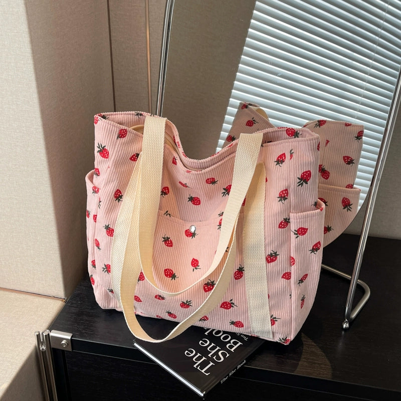 Strawberry Summer Little Fresh Canvas Easiest for Match Shoulder Bag - Just The Fly Way