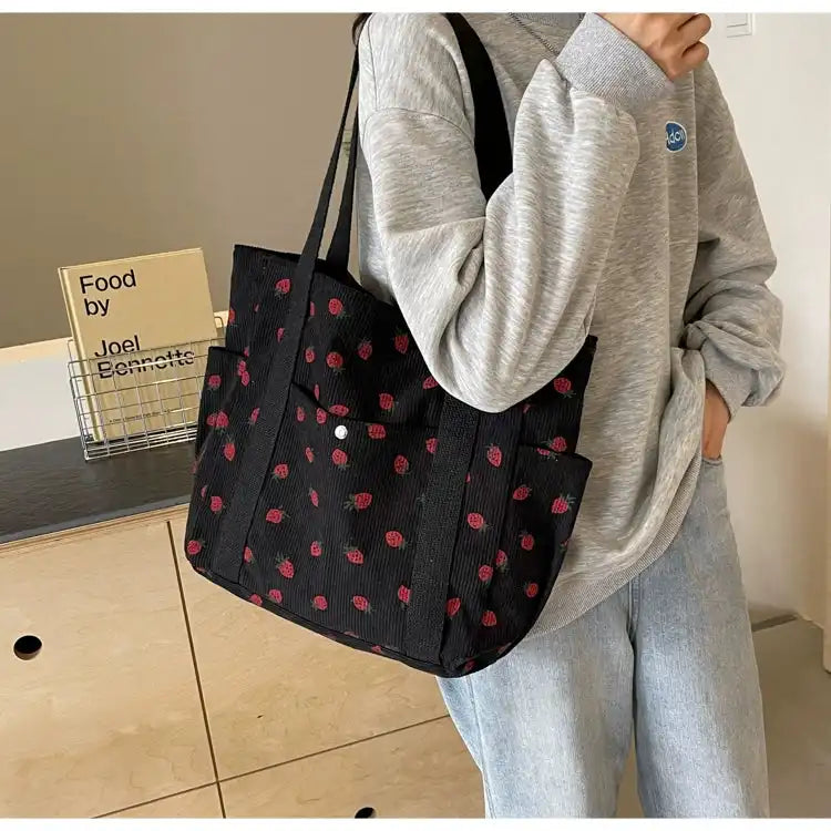 Strawberry Summer Little Fresh Canvas Easiest for Match Shoulder Bag - Just The Fly Way