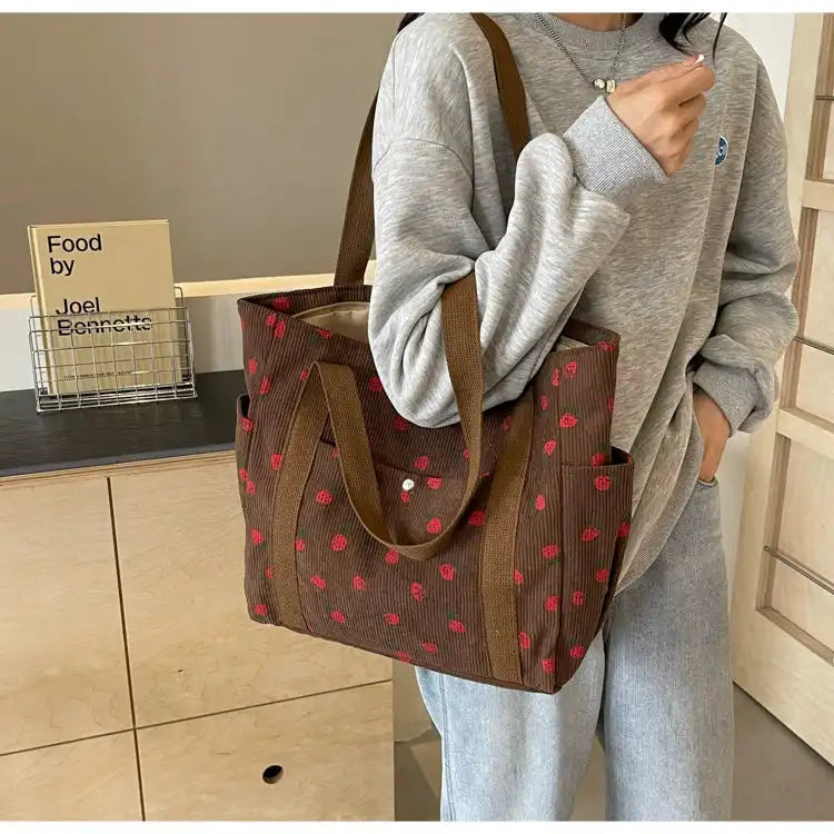Strawberry Summer Little Fresh Canvas Easiest for Match Shoulder Bag - Just The Fly Way