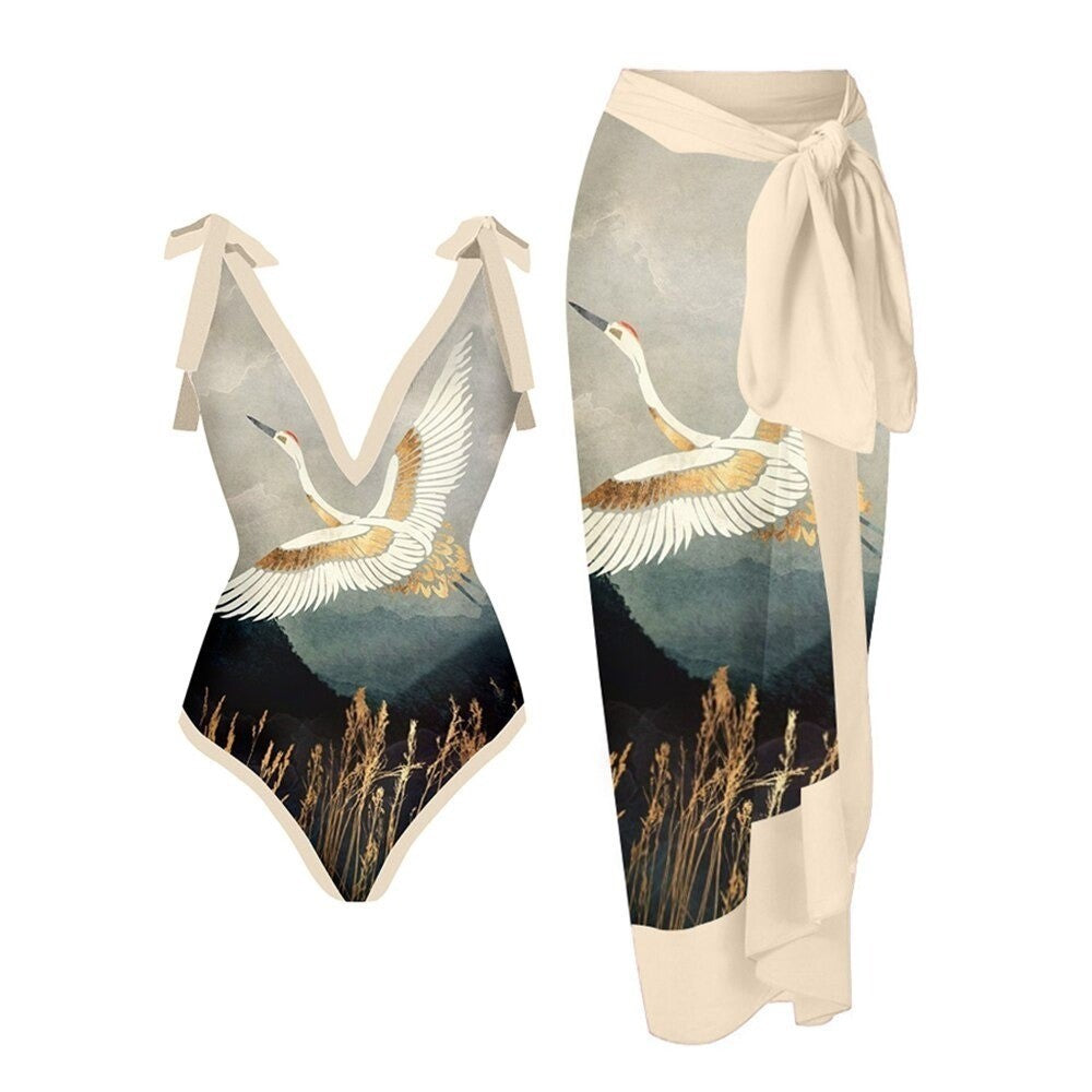 Fashion Self-Tie Dress Chiffon Niche Style One-Piece Swimsuit - Just The Fly Way