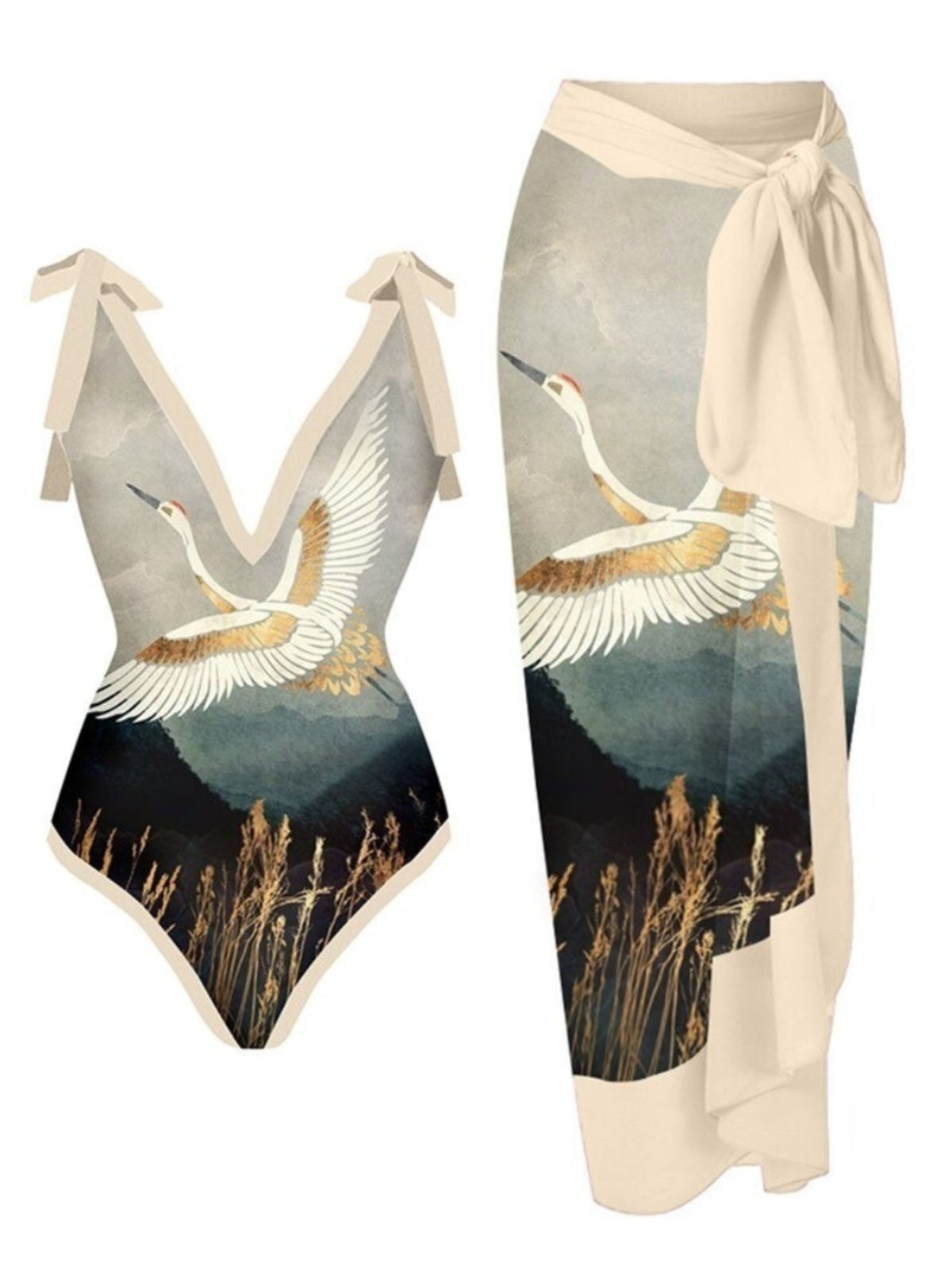 Fashion Self-Tie Dress Chiffon Niche Style One-Piece Swimsuit - Just The Fly Way