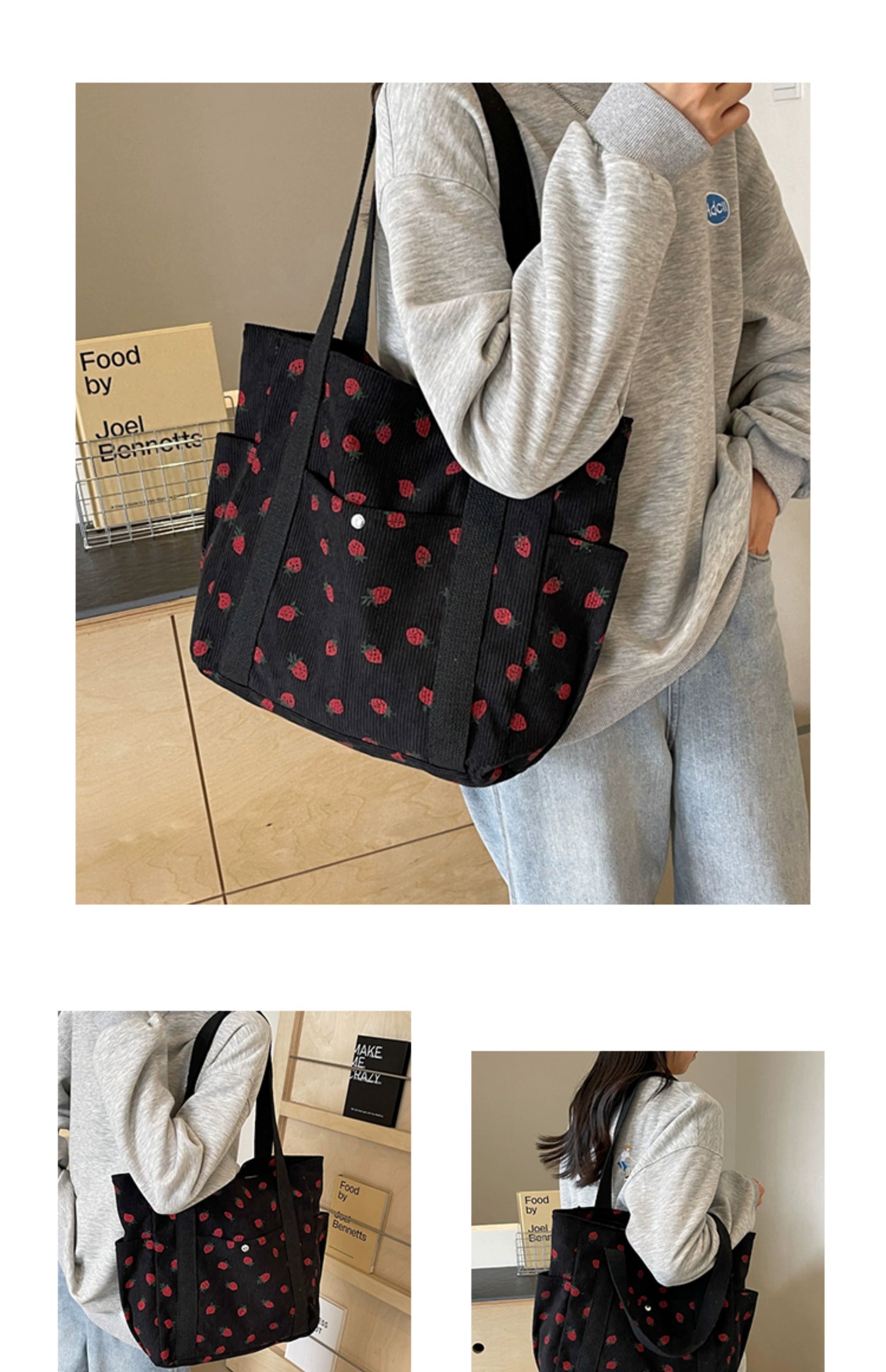Strawberry Summer Little Fresh Canvas Easiest for Match Shoulder Bag - Just The Fly Way