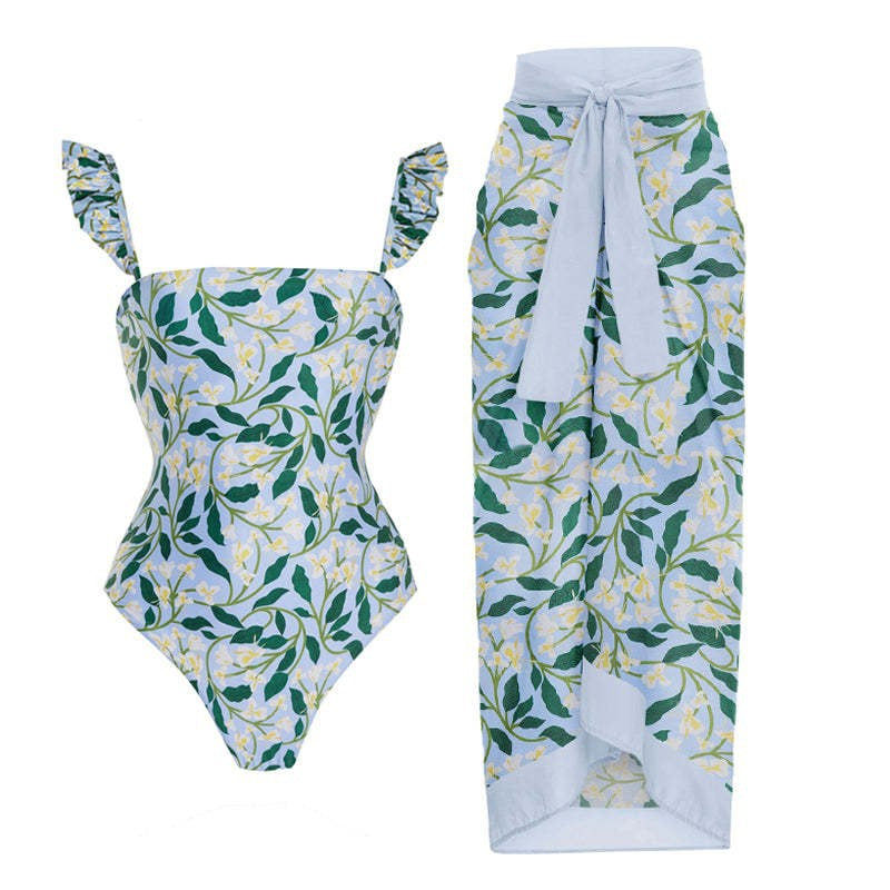 Fashion Self-Tie Dress Chiffon Niche Style One-Piece Swimsuit - Just The Fly Way