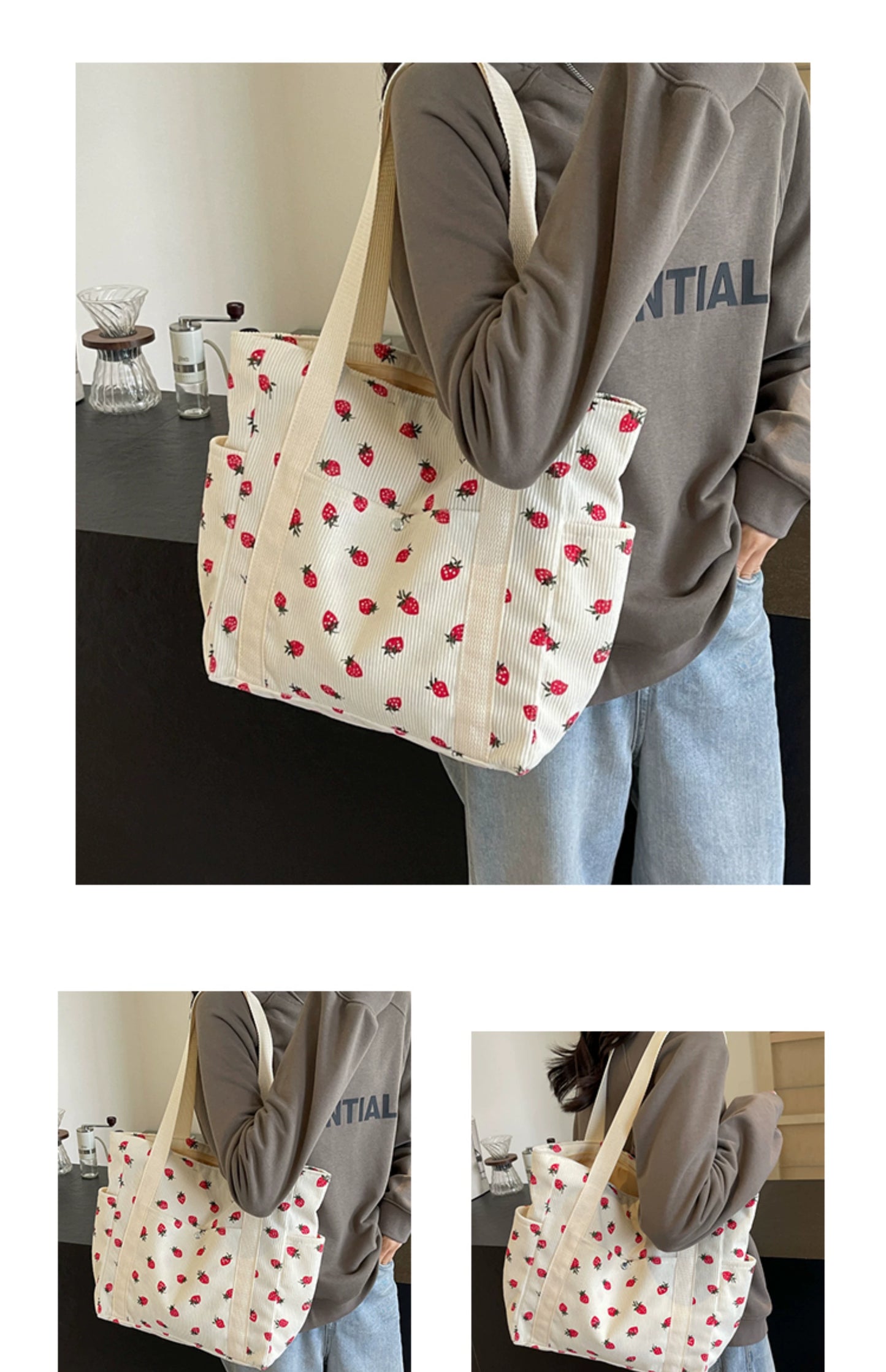 Strawberry Summer Little Fresh Canvas Easiest for Match Shoulder Bag - Just The Fly Way