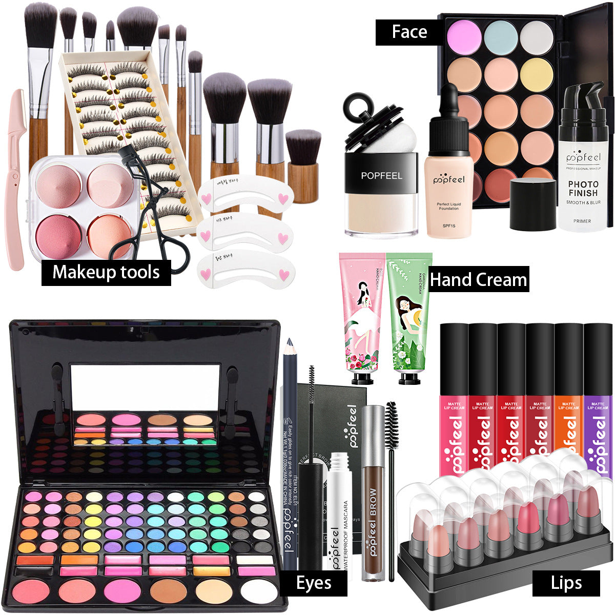 Fashionable, Bold and Beautiful DressPOPFEEL All-in-One Makeup Kit Gift Set with Eyeshadow Palette Foundation Lip Gloss Blush Brushes Eyeliner and More Beauty Gifts