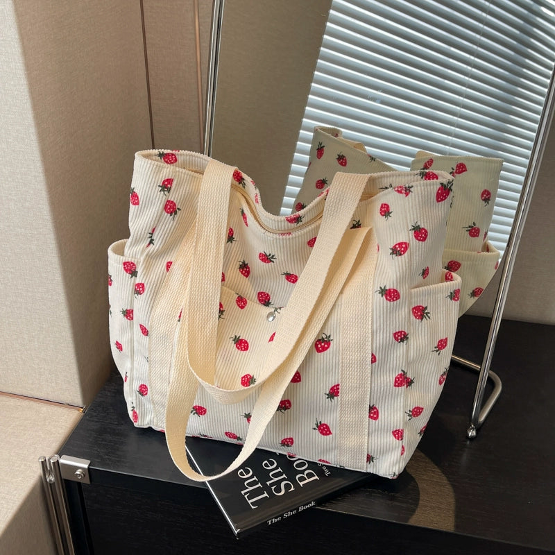 Strawberry Summer Little Fresh Canvas Easiest for Match Shoulder Bag - Just The Fly Way