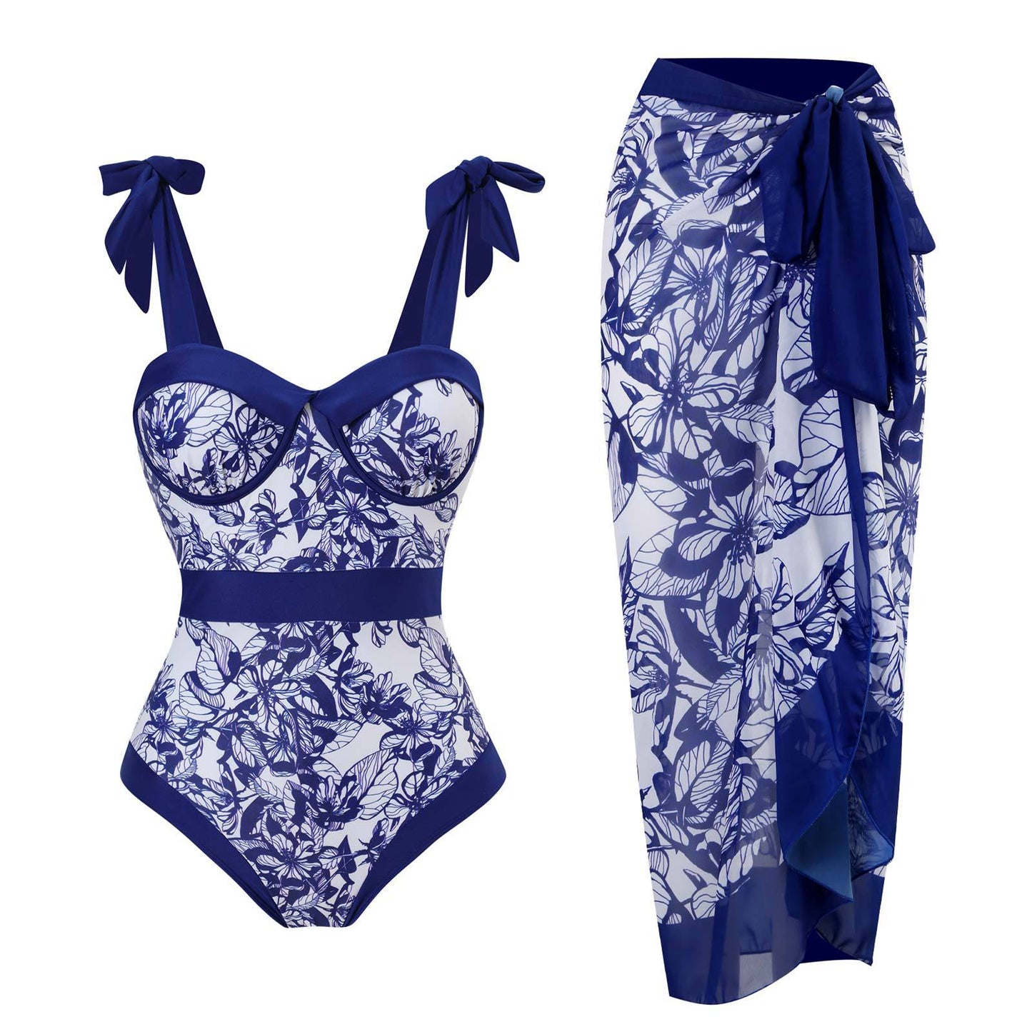 Fashion Self-Tie Dress Chiffon Niche Style One-Piece Swimsuit - Just The Fly Way