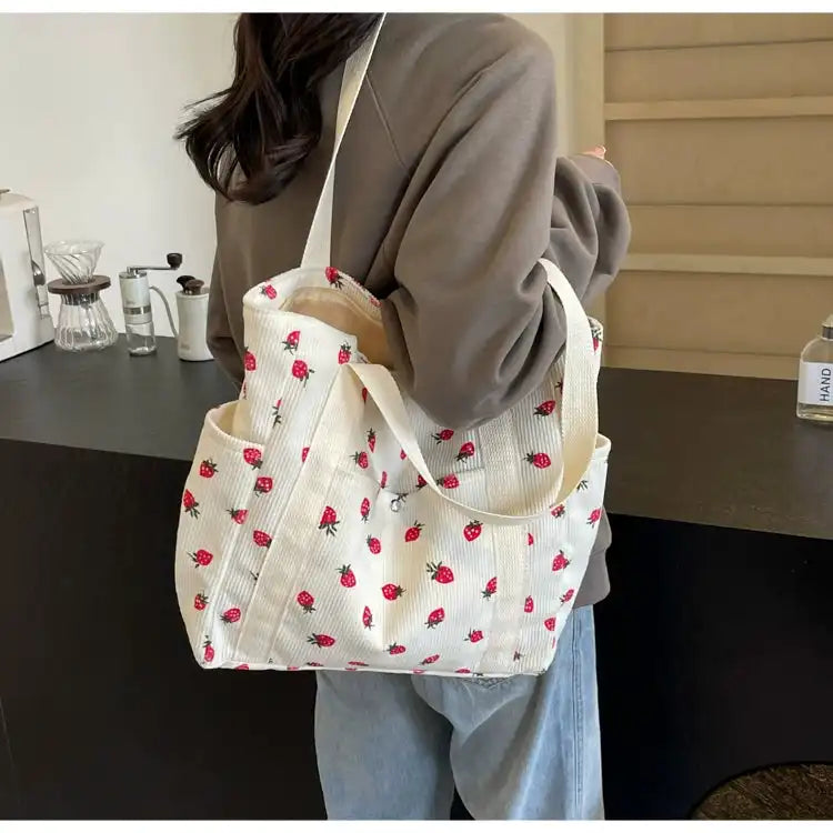Strawberry Summer Little Fresh Canvas Easiest for Match Shoulder Bag - Just The Fly Way