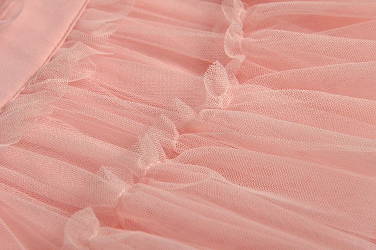 Backless Gauzy Formal Swing Dress Cake Summer Suspender Skirt