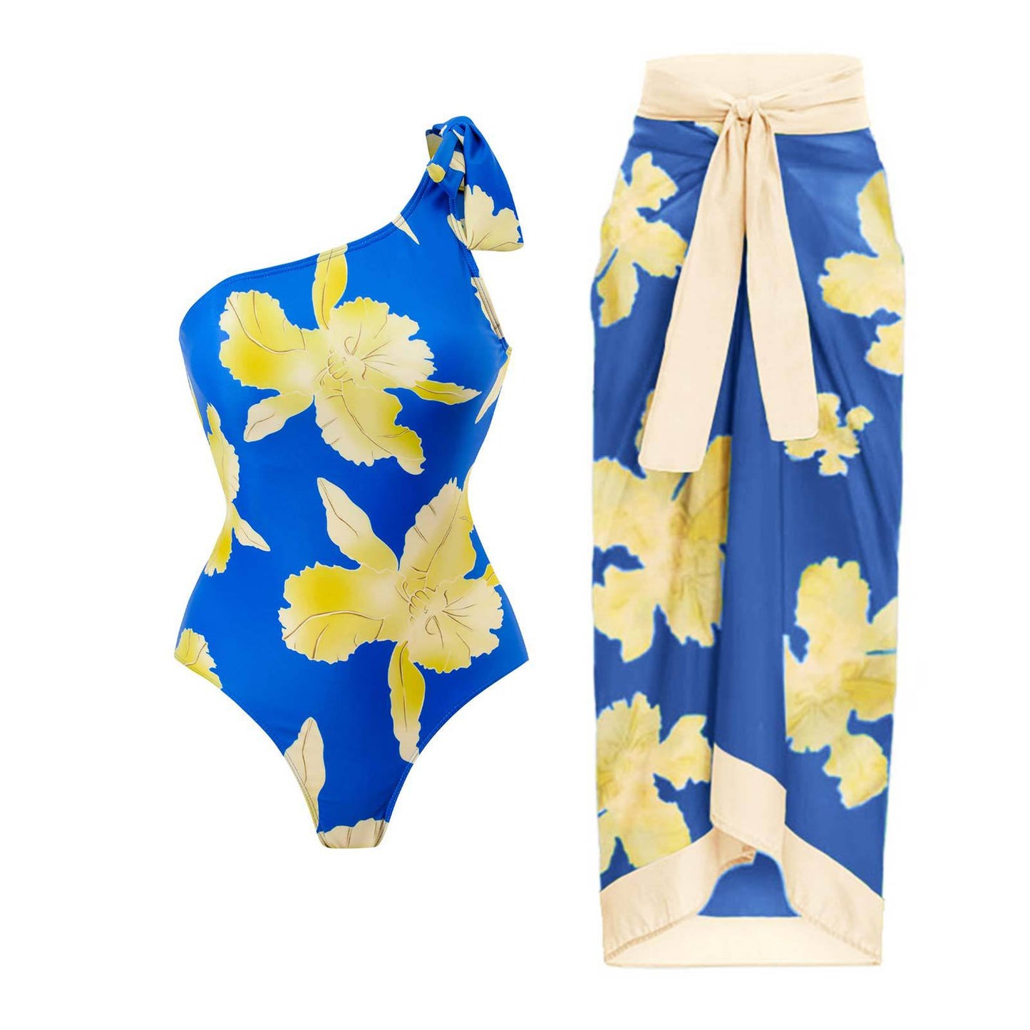 Fashion Self-Tie Dress Chiffon Niche Style One-Piece Swimsuit - Just The Fly Way