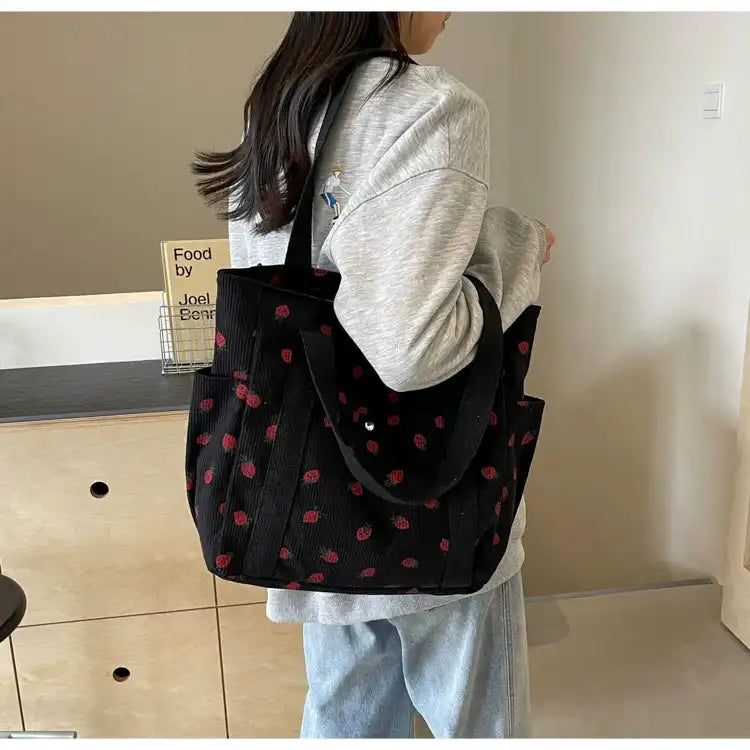 Strawberry Summer Little Fresh Canvas Easiest for Match Shoulder Bag - Just The Fly Way