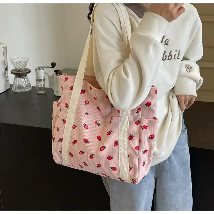 Strawberry Summer Little Fresh Canvas Easiest for Match Shoulder Bag - Just The Fly Way