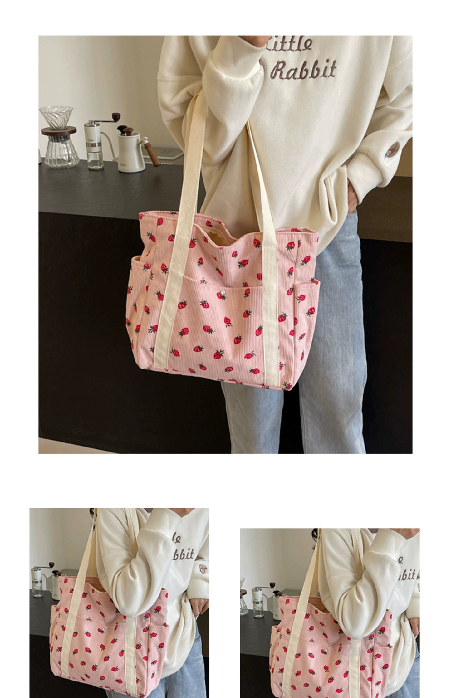 Strawberry Summer Little Fresh Canvas Easiest for Match Shoulder Bag - Just The Fly Way