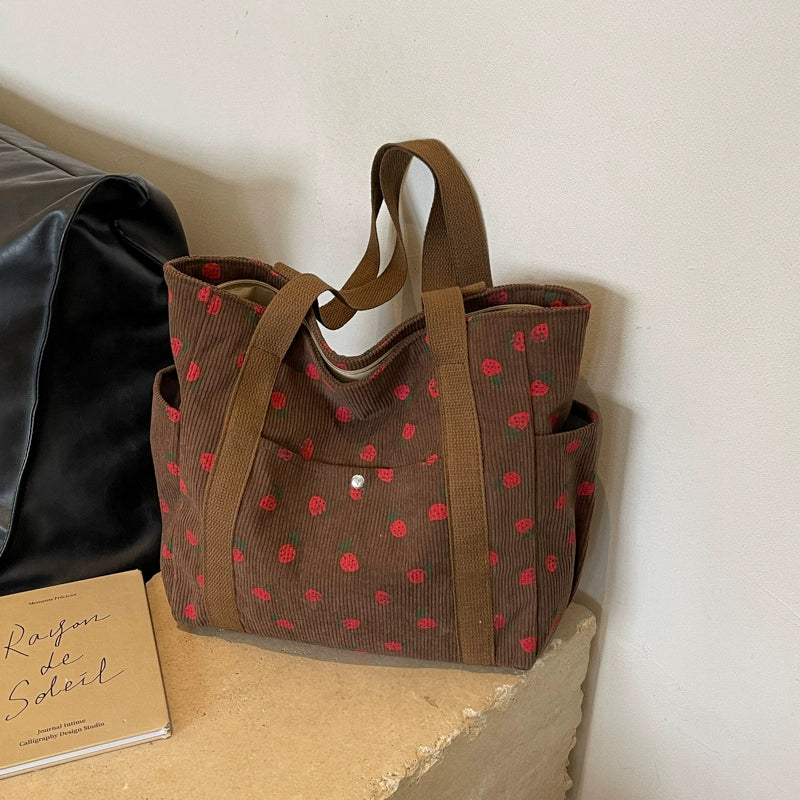 Strawberry Summer Little Fresh Canvas Easiest for Match Shoulder Bag - Just The Fly Way